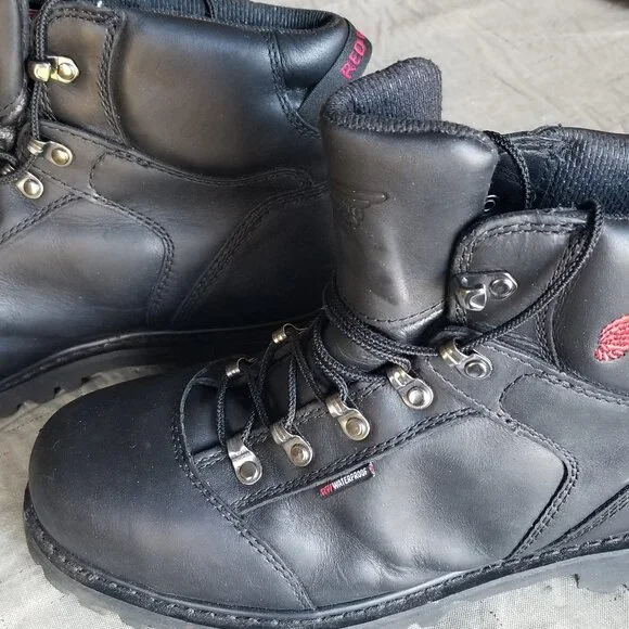 Red Wing Men's Leather 971 Size 9 E2 Steel Toe Waterproof Motorcycle Boots